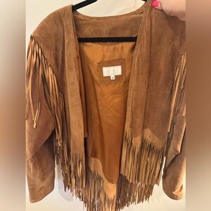 Cache Suede Fringe Jacket in Brown